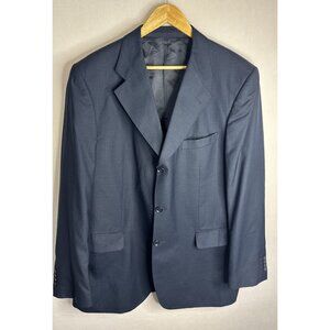 Anzio Massimo Super 140s Wool Blazer Italy Style Navy Blue Size 56 US 46L Tall